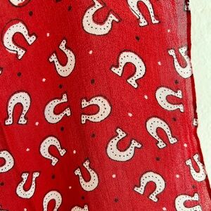 🧣Lucky Horseshoe Scarf, Cowboy Western Rayon Bandana, Vintage, NWOT